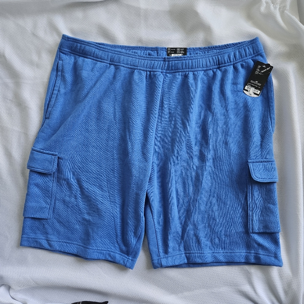 Lot of 2 NWT Men XXL XERSION Quick Dry Fleece Cargo Athletic Short Blue Burgandy